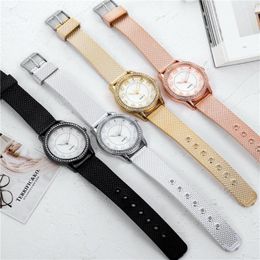 Relojes de pulsera Sdotter Vrouwen Horloges Luxe Mesh Band Brazalete Rose Goud Ingelegde Kristallen Fashion Nieuwe