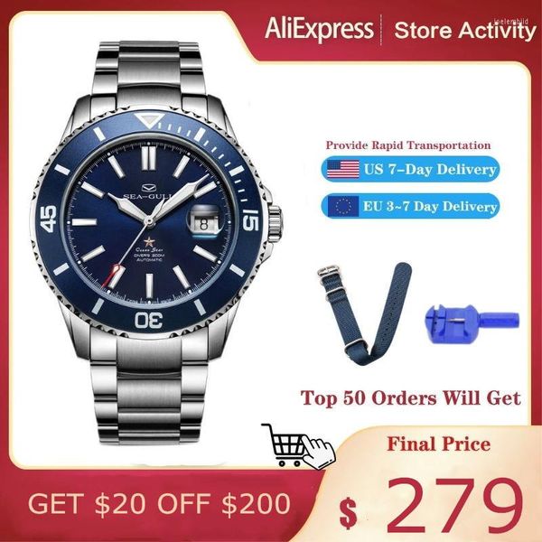 Relojes de pulsera Gaviota Relogio Masculino Hombres Reloj 200m Buceo Negocios Impermeable Moda Automático Mecánico Ocean Star 816.523