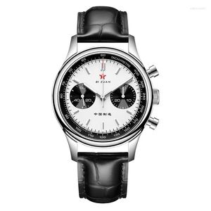 Montres-bracelets SEAKOSS Hommes 1963 Montre chronographe 40 mm Panda Eye Seagull ST1901 Mouvement Verre saphir Mécanique à remontage manuel Montre-bracelet