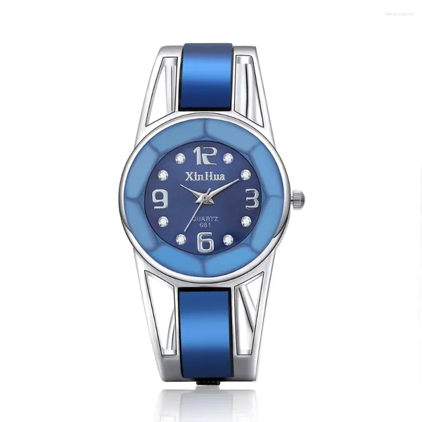 Relojes de pulsera venden lindo reloj de pulsera mujeres acero inoxidable dial cuarzo señoras