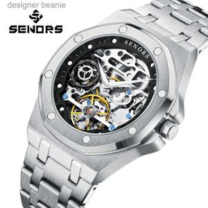 Montres-bracelets Seners SN206 Mens Automatique Sphérique Verre Machines Mens 316L Squelette Horloge Creux Touillon 3ATMC24325