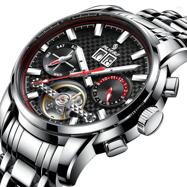Relojes de pulsera Senors Gift Relojes para hombre Moda Tourbillon Reloj mecánico automático Hombres Acero inoxidable Relogio masculino