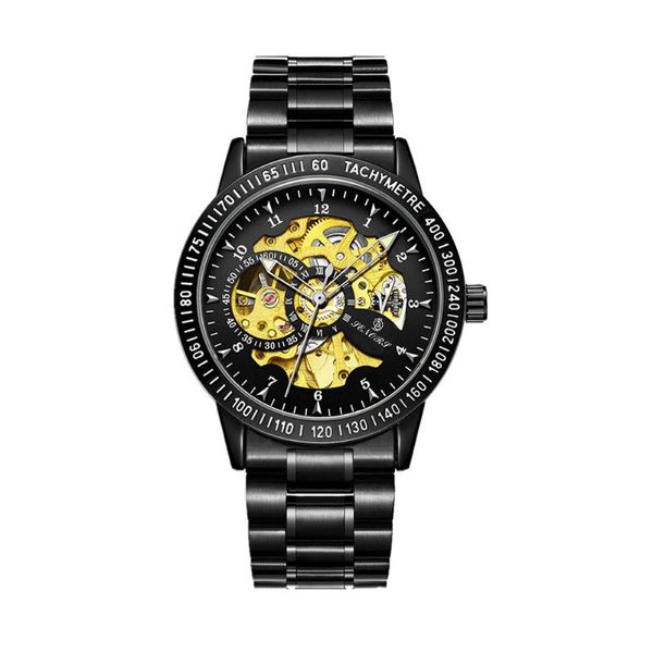 Relojes de pulsera Senors Hombres Luminosos Manos Reloj Esqueleto Tourbillon Mecánico Impermeable Automático Automático Acero inoxidable