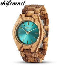 Polshorloges shifenmei hout horloge vrouwen horloges mode 2021 kwarts houten minimalistische armband klok Zegarek Damski