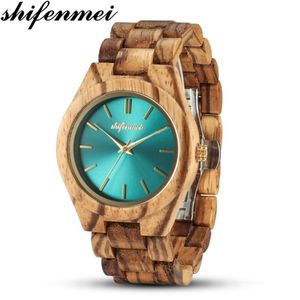 Polshorloges Shifenmei Wood Watch Women kijken naar mode 2021 kwarts houten minimalistische armbandklok Zegarek Damski 245y