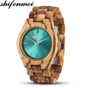 Polshorloges Shifenmei Wood Watch Women kijken naar mode 2021 kwarts houten minimalistische armbandklok Zegarek Damski 268Z