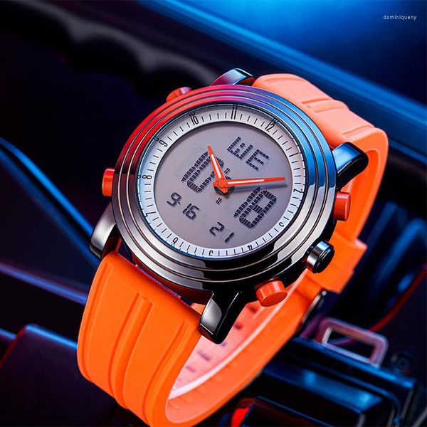 Relojes de pulsera Shinobi Universal Watch Creative Dual Display Luminous Cool Sports Silicone Band Student Electronic