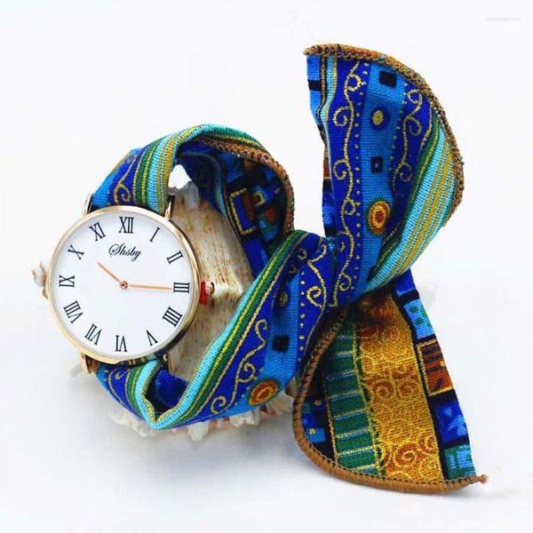 Relojes de pulsera marca Shsby, reloj de pulsera de tela con flores para mujer, reloj de vestir para mujer, reloj de tela de cuarzo informal para chica a la moda, reloj femenino