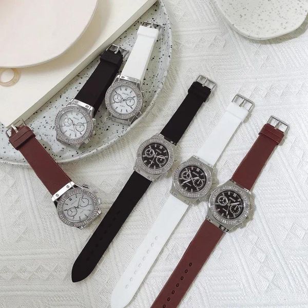 Montres-bracelets en Silicone pour femmes, marque de luxe décontractée, diamant, Quartz, Simple, Sport, horloge Relogio Feminino