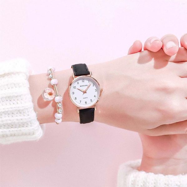 Montre-bracelets Simple Elegant Watch for Women Retro Leather Watch Band Dress Fashion Clock Relogio Feminino