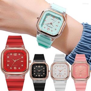 Relojes de pulsera sencillos para niñas, relojes cuadrados para parejas, relojes para mujeres, esfera con personalidad, correa de silicona, muñeca de cuarzo, reloj de pulsera creativo