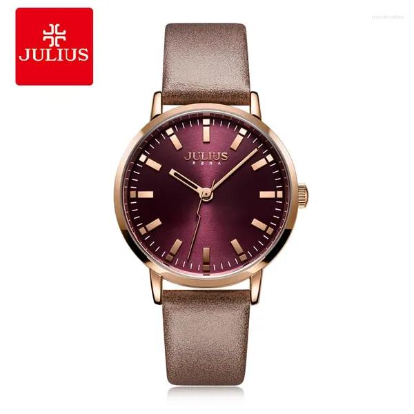 Montre-bracelets simples Julius Watch's Watch Japan Quartz Lady Classic Hours Fashion Woman Clock Bracelet Real Leather Girl's Birthday Gift Boîte