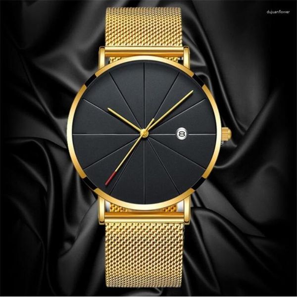 Wallwatches Simple Men's Watch de acero inoxidable Relojes Bandes de negocios Classic Class Quartz Wallwatch Masculino Masculino Relogios