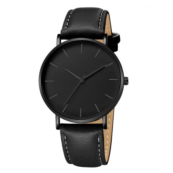 Montres-bracelets Simple hommes montre affaires boîtier en alliage cuir synthétique analogique Quartz poignet mâle horloge Relogio Masculino Reloj Hombre