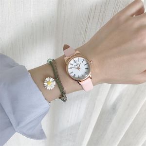 Horloges Eenvoudig quartz waterdicht horloge voor dames Mode Roestvrij stalen wijzerplaat Casual armband Leren pols Dames