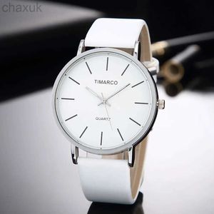 Montre-bracelets Simple White En cuir blancs Women Fashion Watch Minimalist Ladies Casual Wrist Quartz Clock Reloj Mujer 2023 D240417