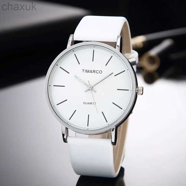 Montre-bracelets Simple White En cuir blancs Women Fashion Watch Minimalist Ladies Casual Wrist Quartz Clock Reloj Mujer 2023 D240417