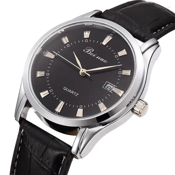 Montres-bracelets montres simples hommes haut décontracté en cuir Quartz montre pour hommes affaires mâle Sport étanche Date calendrier montre-bracelet