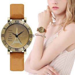 Montres-bracelets simples femmes mode montres rétro dames Quartz lumière marron décontracté Femme cuir horloge Montre Femme