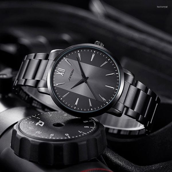 Relojes de pulsera Sinobi Business Couple Watch Hombres Mujeres Moda Cuarzo Acero Cinturón Black Atmosphere