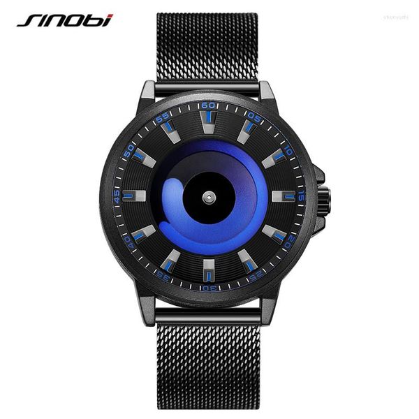 Relojes de pulsera Sinobi, diseño creativo, relojes para hombre, correa de malla a la moda, reloj de cuarzo colorido Vortex Sky para hombre, reloj superior para hombre