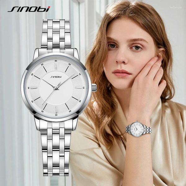 Relojes de pulsera Sinobi Relojes elegantes para mujer Diseño de moda Reloj casual de cuarzo para mujer Negocio para mujer 3 bar impermeable