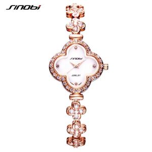 Polshorloges Sinobi Top Watches Women Fashion Four Leaf Clover Shape Bracelet PolsWatch Noble Ladies Jewelry Watch 321A