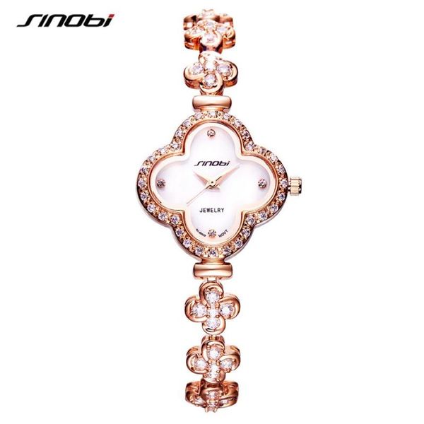 Montre-bracelets Sinobi Top Watches Women Fashion Fey Four Leaf Clover Shape Bracelet Wristwatch Noble Ladies Jewelry Watch 321A
