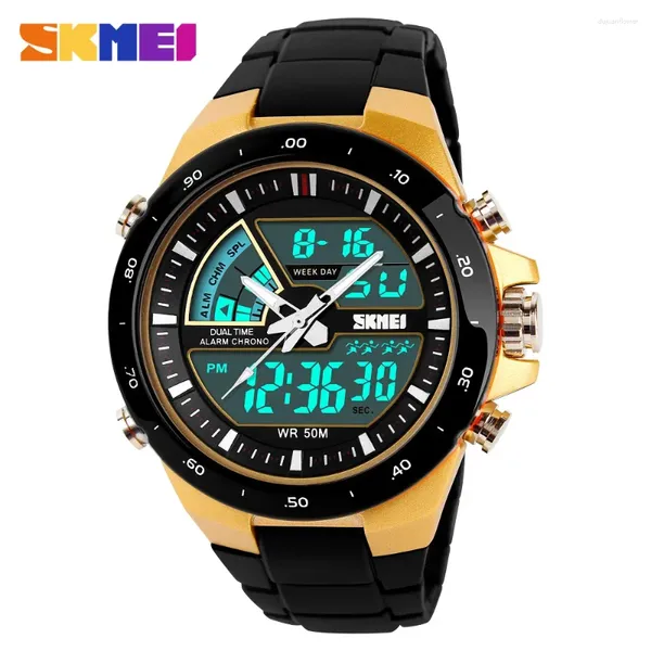 Montre-bracelets SKMEI 1016 Quartz numérique Watch For Men Stopwatch Double Time Display Sports Mens Renogio Masculino étanche