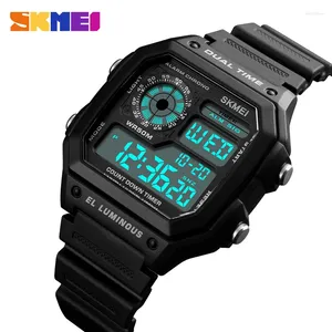 Montre-bracelets Skmei 1299 Alarme Male Watch numérique Reloj Hombre Outdoor Sport Fashion Men Pu Strap Multifonction Imperméable