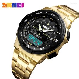 Polshorloges Skmei 1370 Luxe Full Steel Business waterdichte horloge Relogio Masculino Men Fashion Sport Quartz Clock Mens Watches