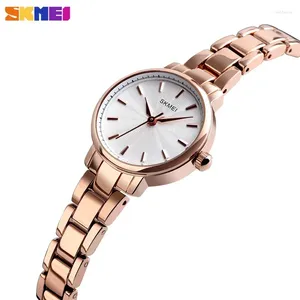 Montre-bracelets Skmei 1410 Quartz de luxe Watch For Women Mesdames Gold Gold Steel imperméable Elegant Girl Clock 1252