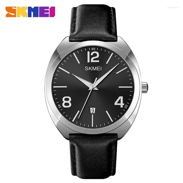 Relojes de pulsera SKMEI 1891 Casual impermeable masculino militar deporte relojes para hombre moda cuero genuino reloj de cuarzo Montre Homme