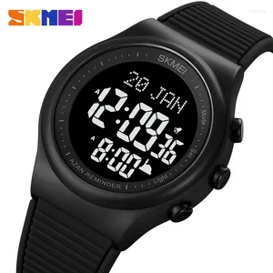 Polshorloges Skmei 1981 Azan Men Watches kijken naar gebed met qibla kompas adhan alarm hijri islamitische pols reloj hombre back light moslim