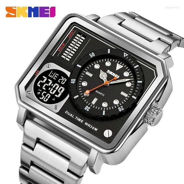 Wallwatches Skmei 2025 Reloj Reloj Hombre Full Steel Back Light Analog Digital Sports Mens Casual 2 Time Chrono Wallwatch