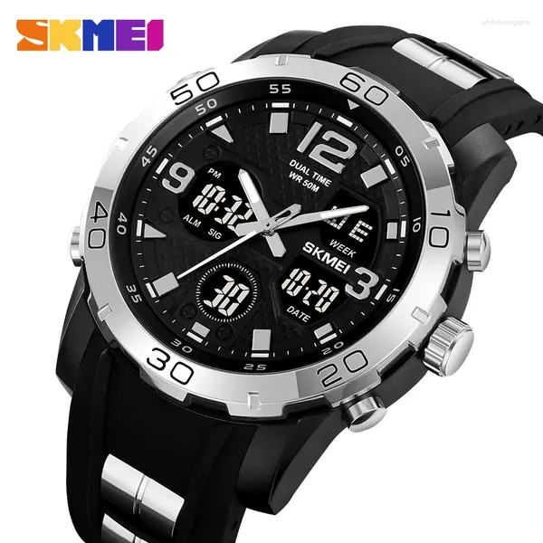 Montre-bracelets Skmei 2102 Sport Watch 5bar Affichage étanche à double affichage Relogie masculino Men de montres numériques militaires