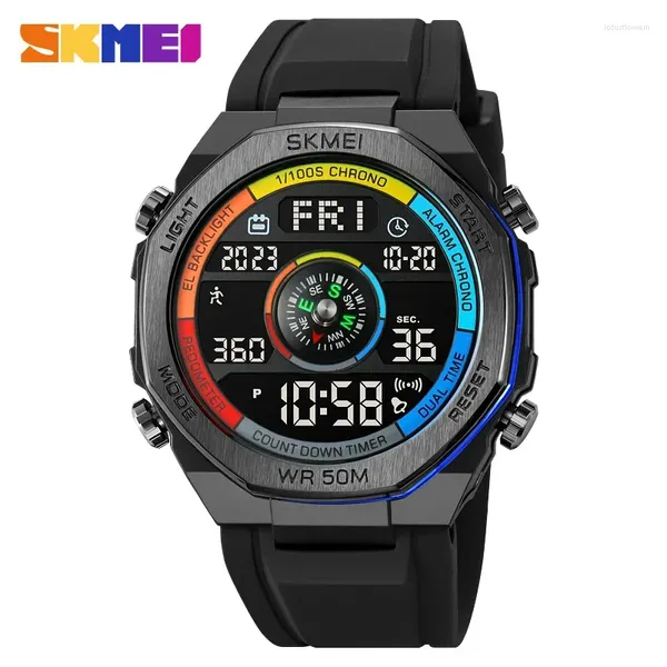 Relojes de pulsera SKMEI 2209 Multifuncional Impermeable LED Reloj Deportes Electrónica Brújula al aire libre para hombres