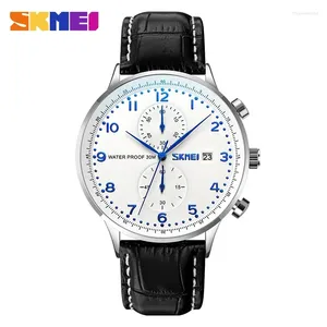 Montre-bracelets Skmei 9301 Luxury Quartz Watch For Men Durable Le cuir étanche Sports Mentide Horloge Lumière RELOJ HOMBRE