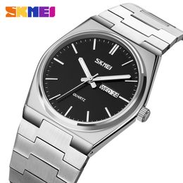 SKMEI Casual Quartz Klok Mannelijke Volledige Steel Tijd Week Datum Sporthorloge Heren Waterdichte Zakelijke Horloges Man reloj hombre 230215