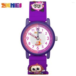 Montres-bracelets SKMEI mignon dessin animé motif enfants Montre étanche enfants Quartz pour garçons filles horloge souple Montre Enfant YZ1005