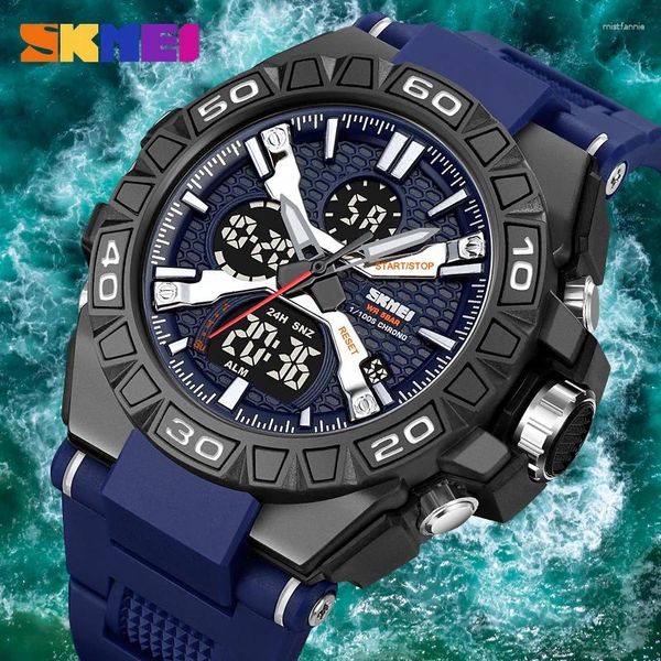 Montre-bracelets Skmei Dual Movement 3 Time Sport Wristwatch Mens El Light Imperproof Electronic Watches Montre Homme Digital Men Watch 2220