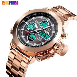 Polshorloges Skmei Fashion Men Sport Watch Water Displayz digitale klok waterdichte militaire lumineuze chrono polshorloge relogio masculi