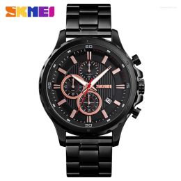 Montres-bracelets SKMEI Montre de mode pour hommes Chronographe Business Man Modren Quartz avec acier inoxydable analogique 1551