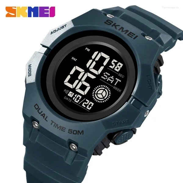 Wallwatches Skmei Genuine Men's Electric Watch a través de Blue Army Green Lake Negro Gran Doble Tiempo Doble Stopwatch 2261