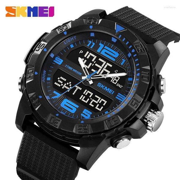 Relojes de pulsera SKMEI Gold Digital Electronic Watch Men's Impermeable Buceo Luz Calidad Deportes Tres Tiempo Cronómetro Timing 2162