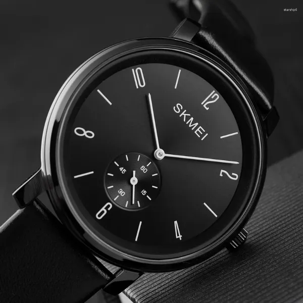 Relojes de pulsera SKMEI Reloj de alta calidad Hombres Moda simple 3 puntero Reloj de pulsera de cuarzo impermeable Relojes deportivos ultrafinos masculinos