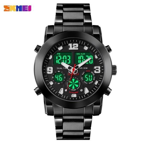 Relojes de pulsera SKMEI Japón Movimiento Cuarzo digital Luz LED Pantalla de hora dual Relojes para hombres Cronómetro Alarma Reloj masculino impermeable Montre Homm