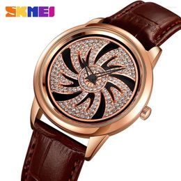 Polshorloges skmei luxe horloge voor vrouwen hoogwaardige waterdichte tijd lederen dames horloges jurk casual kwarts dames reloj 2179