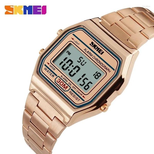 Wallwatches Skmei Men a la altura eléctrica de acero inoxidable Correa de acero inoxidable cronógrafo cronógrafo Fecha luminosa despertador cronometrado 1123