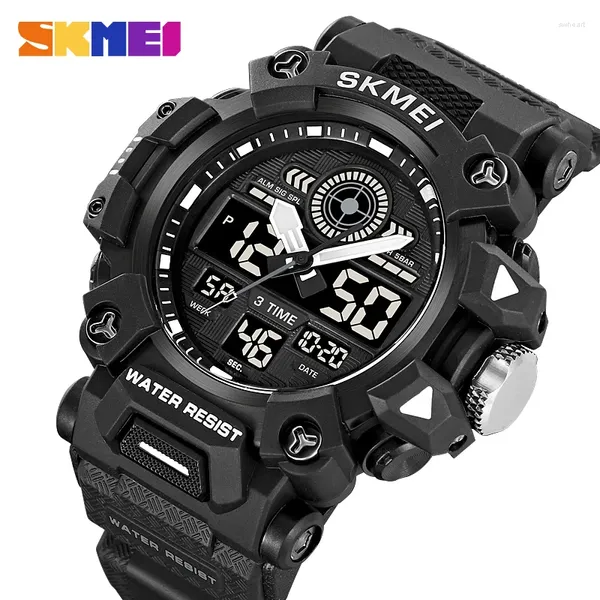 Montre-bracelets Skmei Sports masculins Electronic Watch Nathing Baying Three Time Stophatch Timer ALARME ALARME ARMOIRE DIGITAL MEN 2226